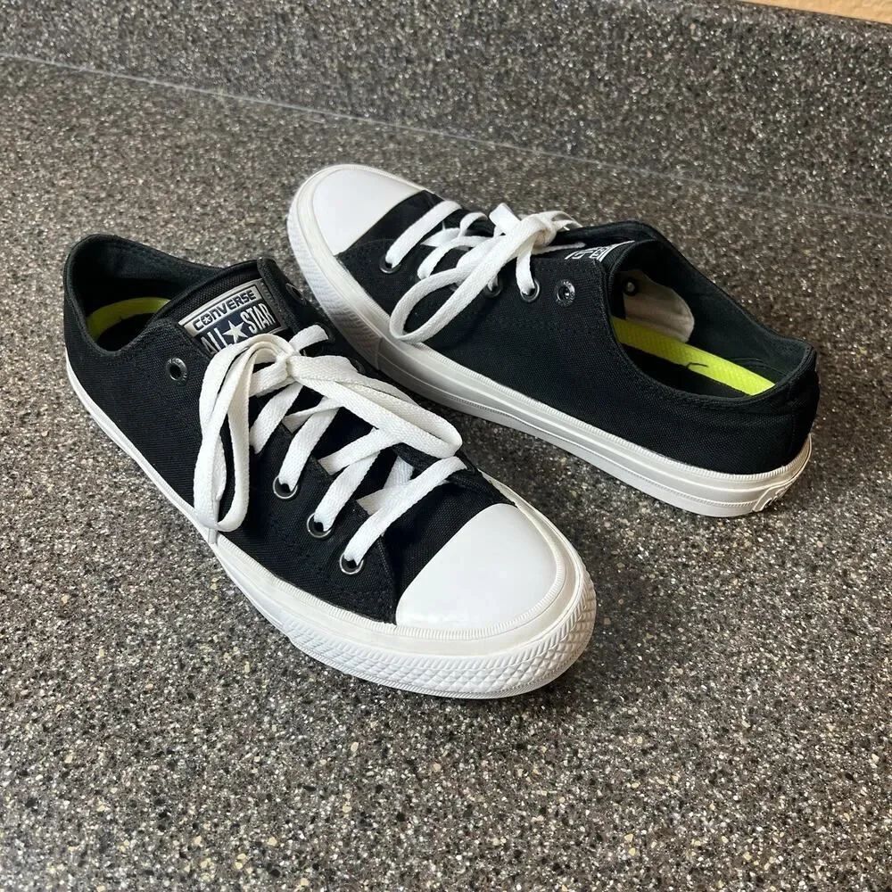Converse wt Lunarlon Low Top Women's 9 Black Canvas Sneaker Skate Lace Up Mens 7